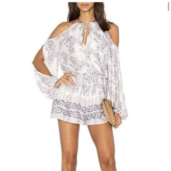 The Jetset Diaries Paisley Slit Sleeve Infinity Romper White/purple Womens Sz XS - Picture 1 of 10